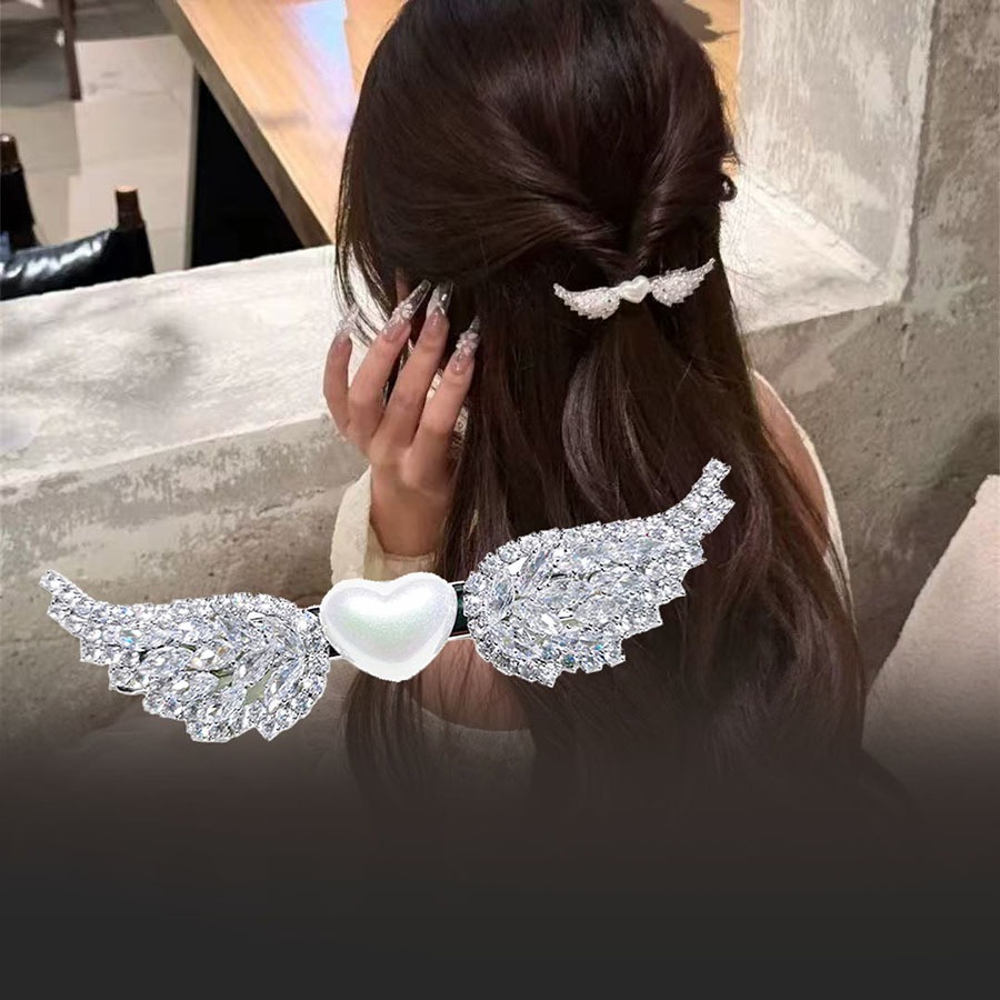 สามมิติรักปีกมุกด้านคลิปหวานเย็นสไตล์ พลอยเทียม ประณีตกิ๊บเครื่องประดับผม