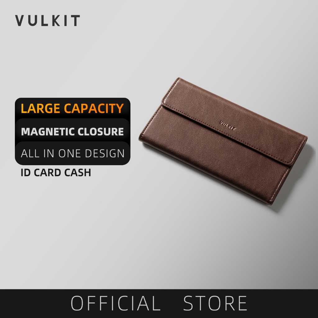 VULKIT-Leather Cash Envelope Wallet ความจุขนาดใหญ่กระเป๋าใส่เงินสําหรับเงินสดการ์ดเหรียญผู้ถือ-VW142