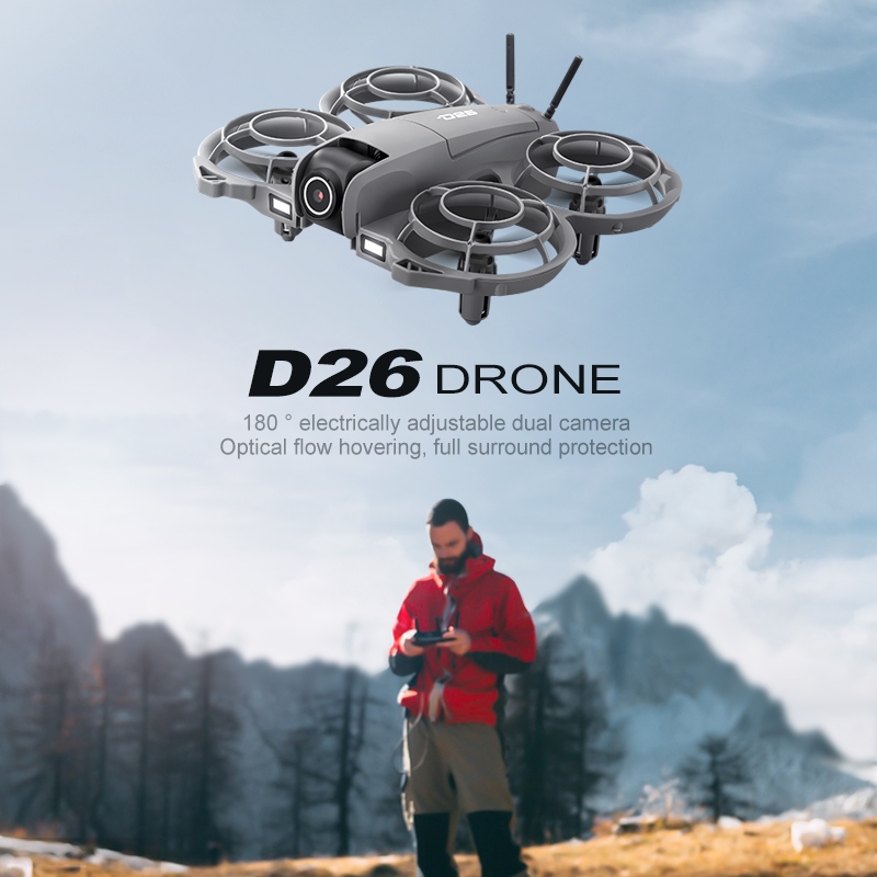 D26 Dron,4.3" Screen Remote Controller, Optical Flow Visual Hover, One‑Key Takeoff/Landing, Full Bod