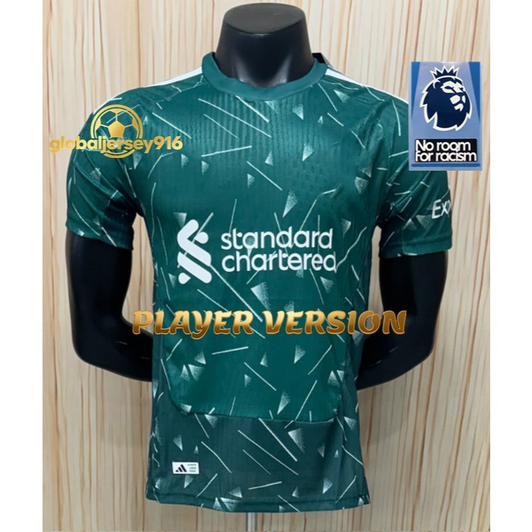 Player Version 2627 LIWUPU เสื้อฟุตบอลผู้รักษาประตูสีเขียวเสื้อยืดแขนสั้น AAA + S-2XL