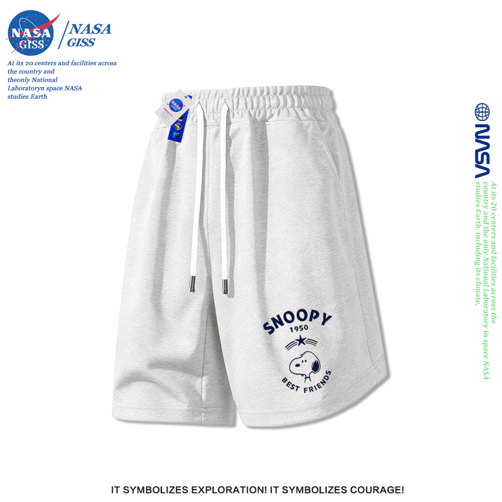 NASA กางเกงขาสั้นชายหญิง สไตล์ลำลอง summer SNOOPY พิมพ์ลาย Shorts ผ้านุ่ม หลวมและระบายอากาศ ทรงสวย ใส่สบาย