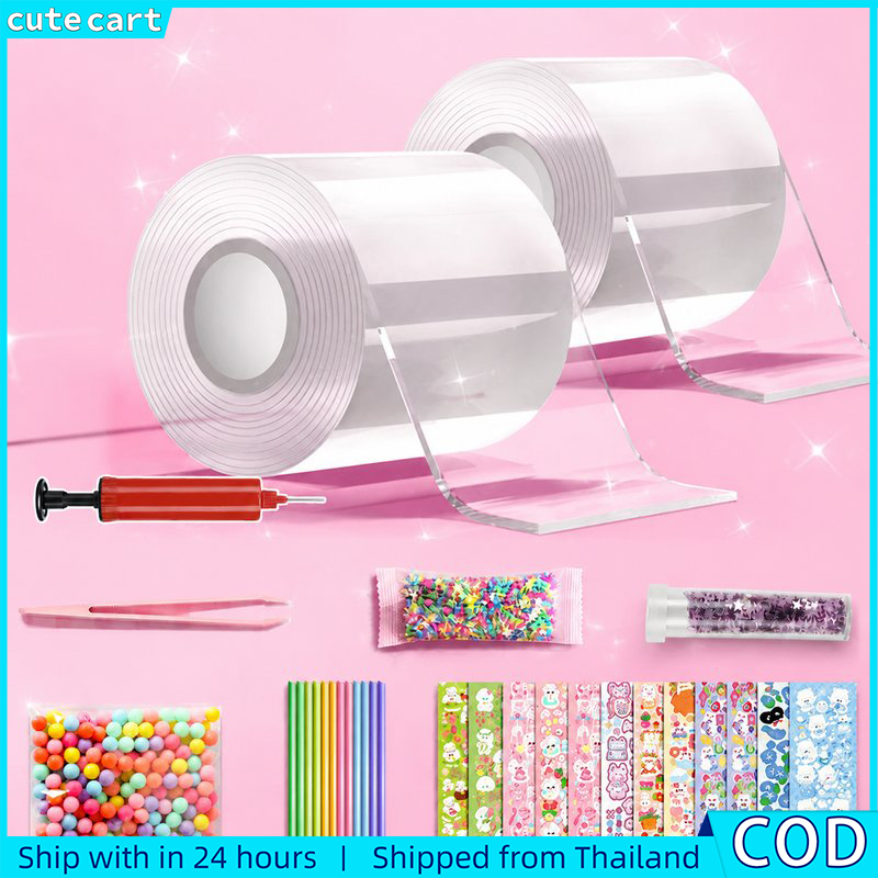 [1ม. x 5ซม.] ชุดบับเบิ้ล DIY เทปนาโน | เทปใสสองหน้าหนา 1 มม | ของเล่นคลายเครียดวิเศษ | เทปประดิษฐ์สร้างสรรค์สําหรับเด็ก