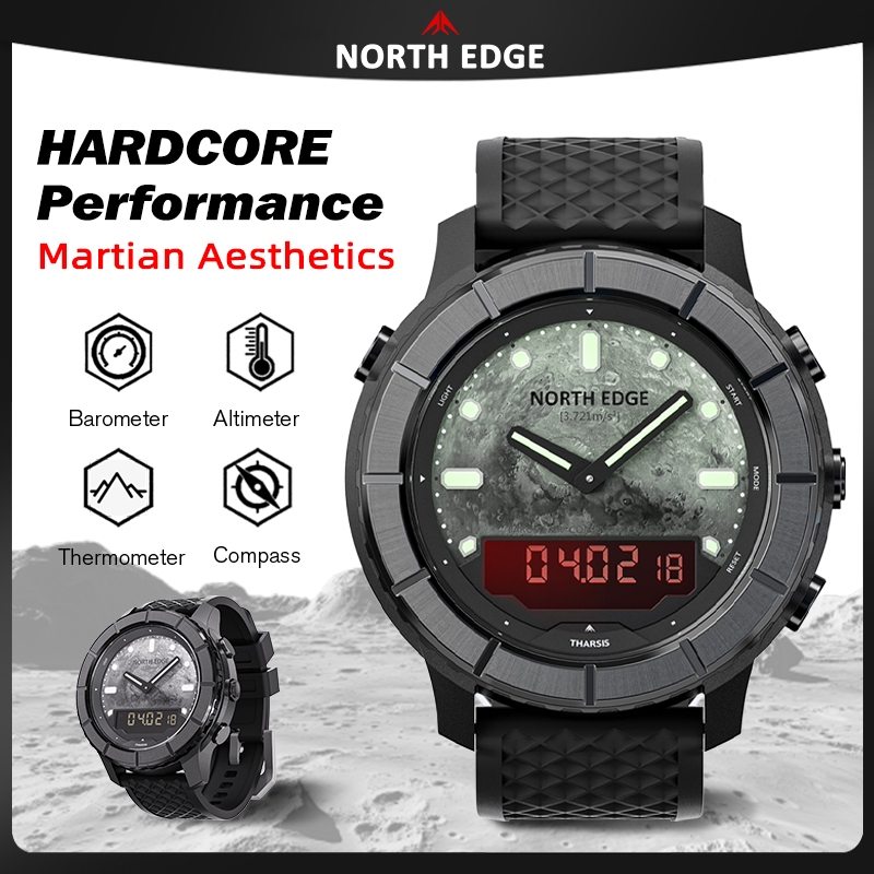 นาฬิกากลางแจ้ง NORTH EDGE THARSIS ผู้ชาย เบา วัดความสูง ความดัน อุณหภูมิ เข็มทิศ กันน้ำ50M จอคอมโบ