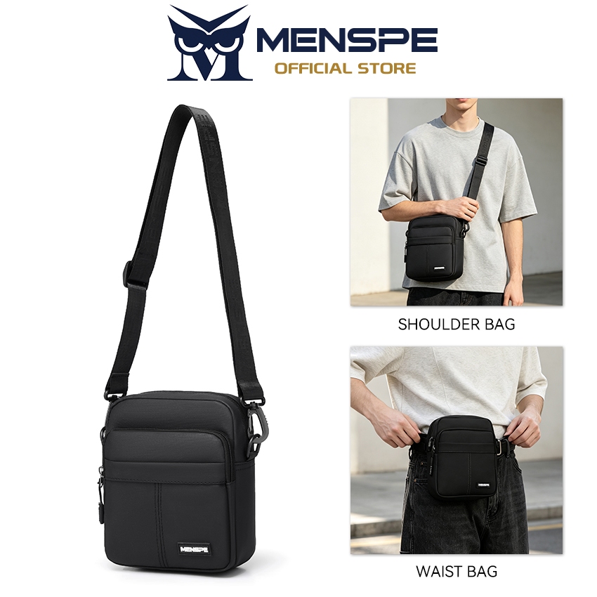 MENSPE สะพายไหล่ผู้ชาย Messenger เทรนด์แฟชั่นโทรศัพท์กระเป๋าคาดเอวกีฬาน้ําหนักเบากระเป๋าแฟชั่นลําลองแฟชั่นกีฬาถนนกระเป๋าสําหรับนักศึกษาวิทยาลัย
