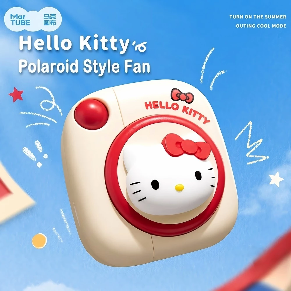 MarTUBE x Sanrio Hello kitty คิตตี้ Polaroid Style Fan - Mini Portable Handheld Fan พัดลม พัดลมโพลารอยด์