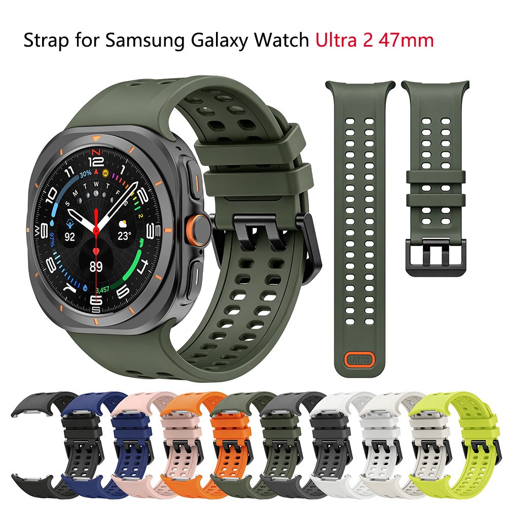 สายซิลิโคน เข้ากันได้กับ Samsung Galaxy Watch Ultra 2 47 มม.Smartwatch, กีฬากันน้ํา Breathable Repla