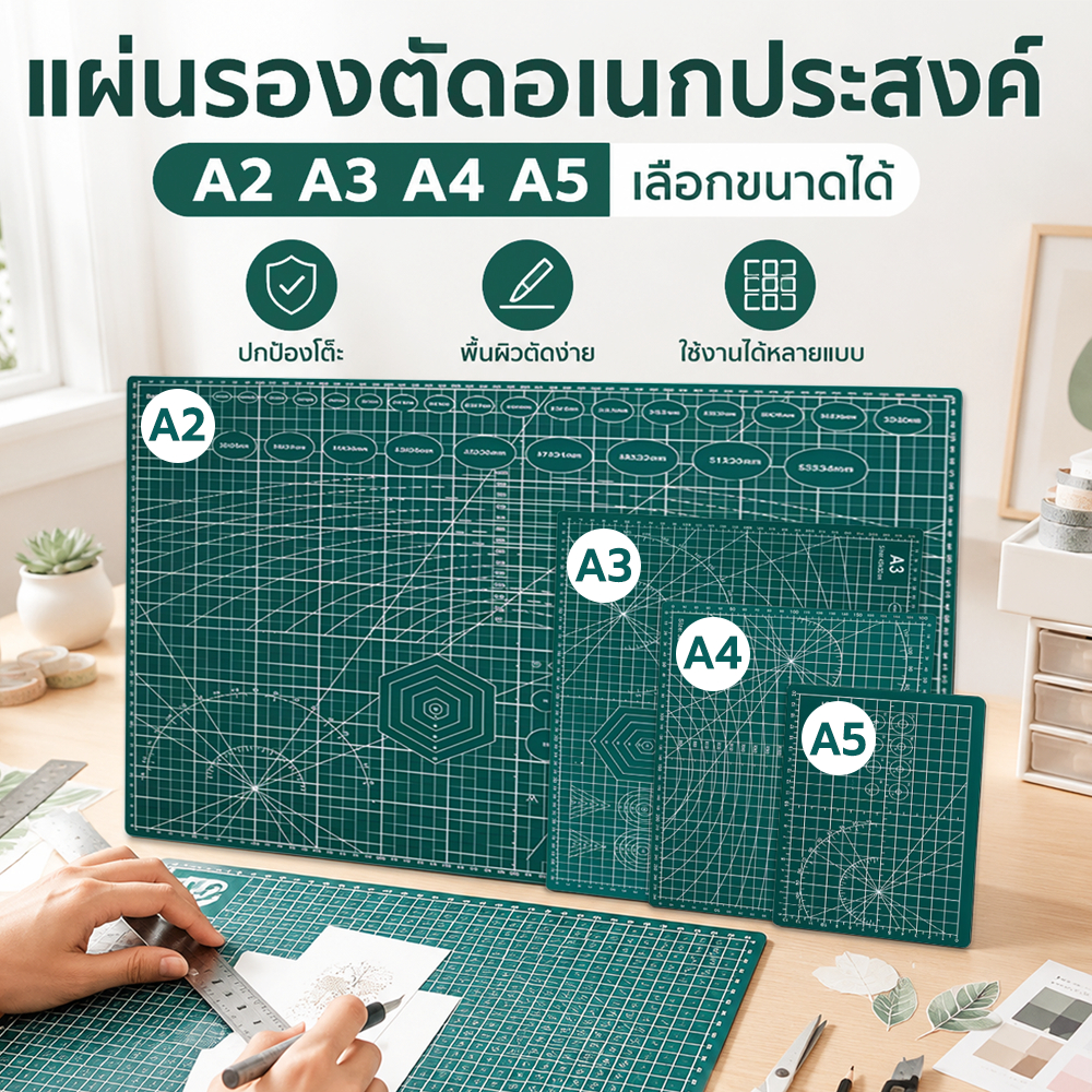 แผ่นรองตัด A4/A3/A2 ยางรองตัด แผ่นรองกรีด งานฝีมือ ควิลท์ เส้นกริด กระดาน3mm แผ่นรองเขียน ที่รองตัดกระดาษ แผ่นรองเขียน