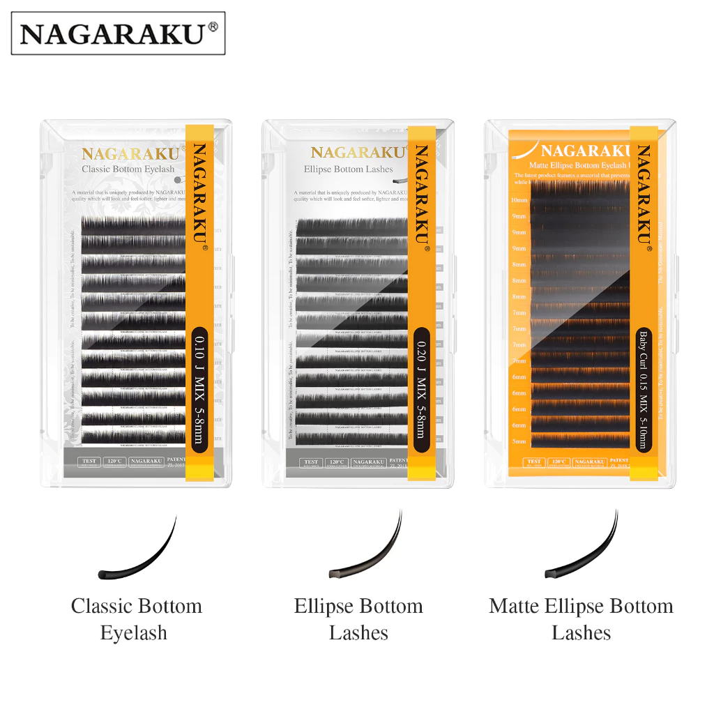 NAGARAKU ด้านล่าง Eyelash Extension Ellipse ด้านล่างขนตา (5 มม./6 มม./7/8 มม.)