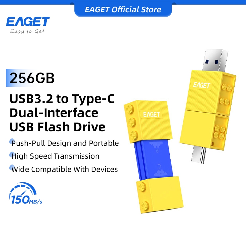 EAGET CF50 Type-C เป็น USB 3.2 แฟลชไดรฟ์ USB อินเทอร์เฟซคู่ (32GB/64GB/128GB/256GB)