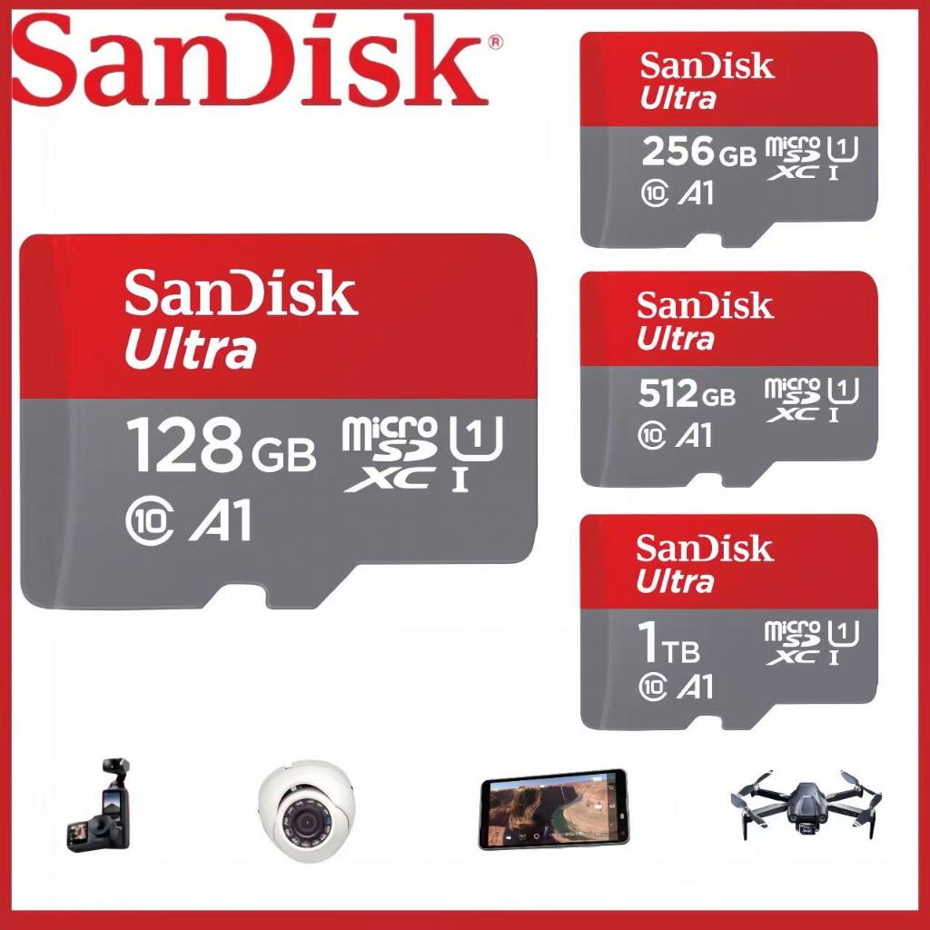 SanDisk Ultra MicroSDXC | 128GB, 256GB, 512GB, 1TB | ความเร็วอ่าน 160MB/s | Class 10 UHS-I | เหมาะสำหรับวิดีโอ 4K, โดรน, สมาร์ทโฟน และแท็บเล็ต