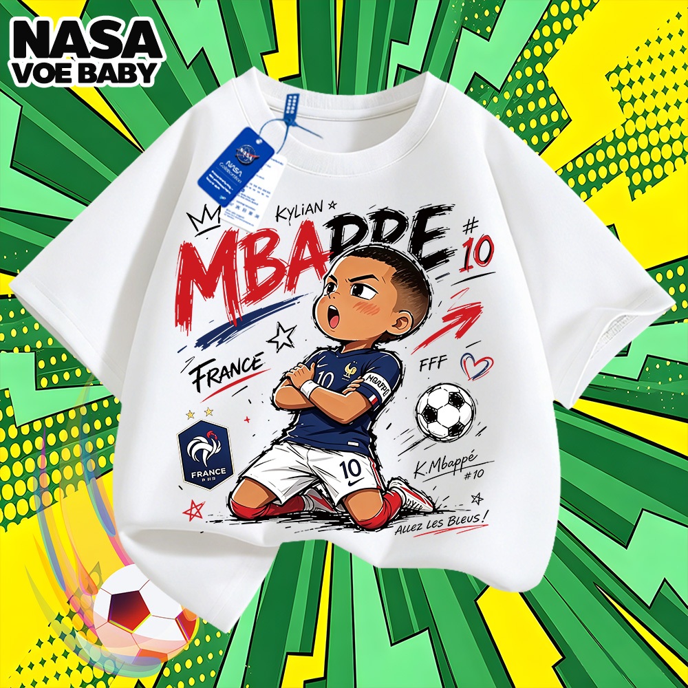 【ส่งเร็ว 24 ชม.】เสื้อยืดเด็ก ลายเอ็มบัปเป้ เบอร์ 10 ฝรั่งเศส เสื้อฟุตบอลเด็ก สีสดใส 1-13 ปี