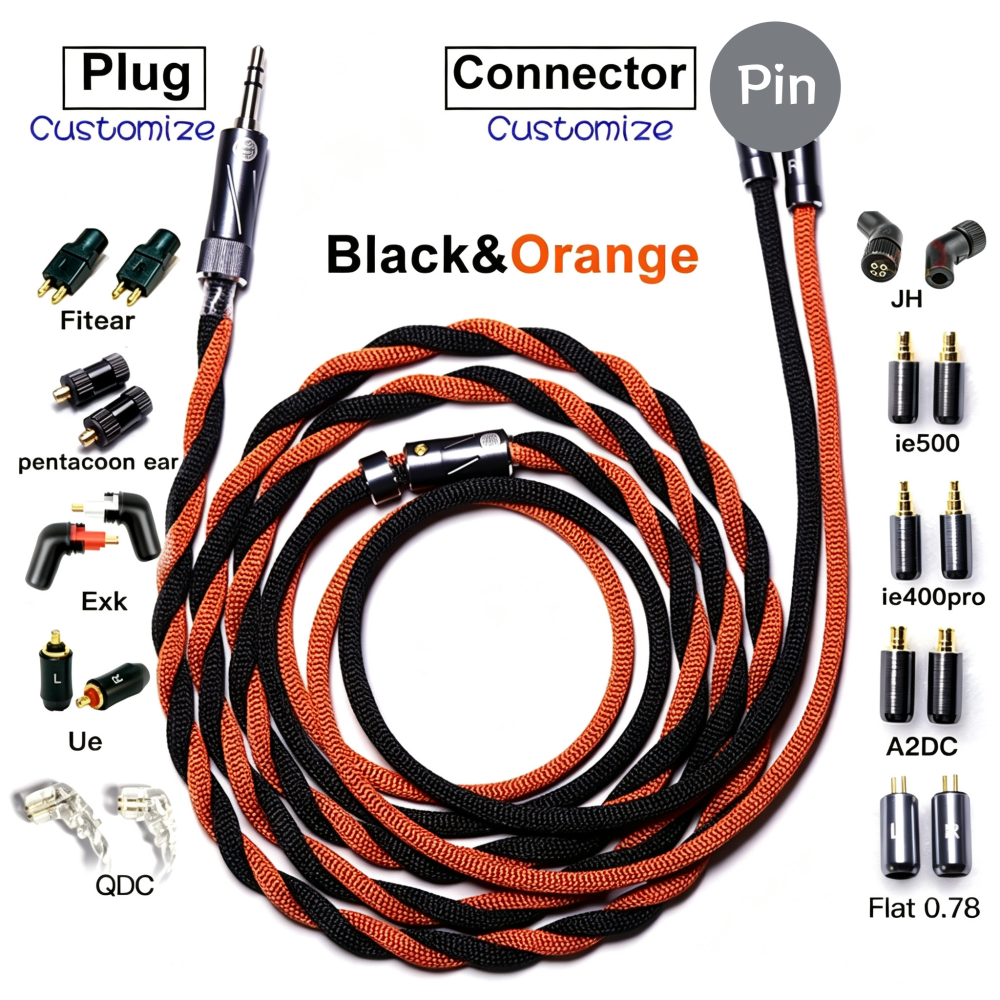 HAKUGEI Lucky Voice 7N Litz OCC ทองแดง 2 Strand ผ้าฝ้ายสุทธิ Shield 240Cores 25awg 2Pin 0.78 MMCX QDC JH Fitear IE500 IE900 Pentacoon หู HiFi IEM หูฟังอัพเกรดสาย