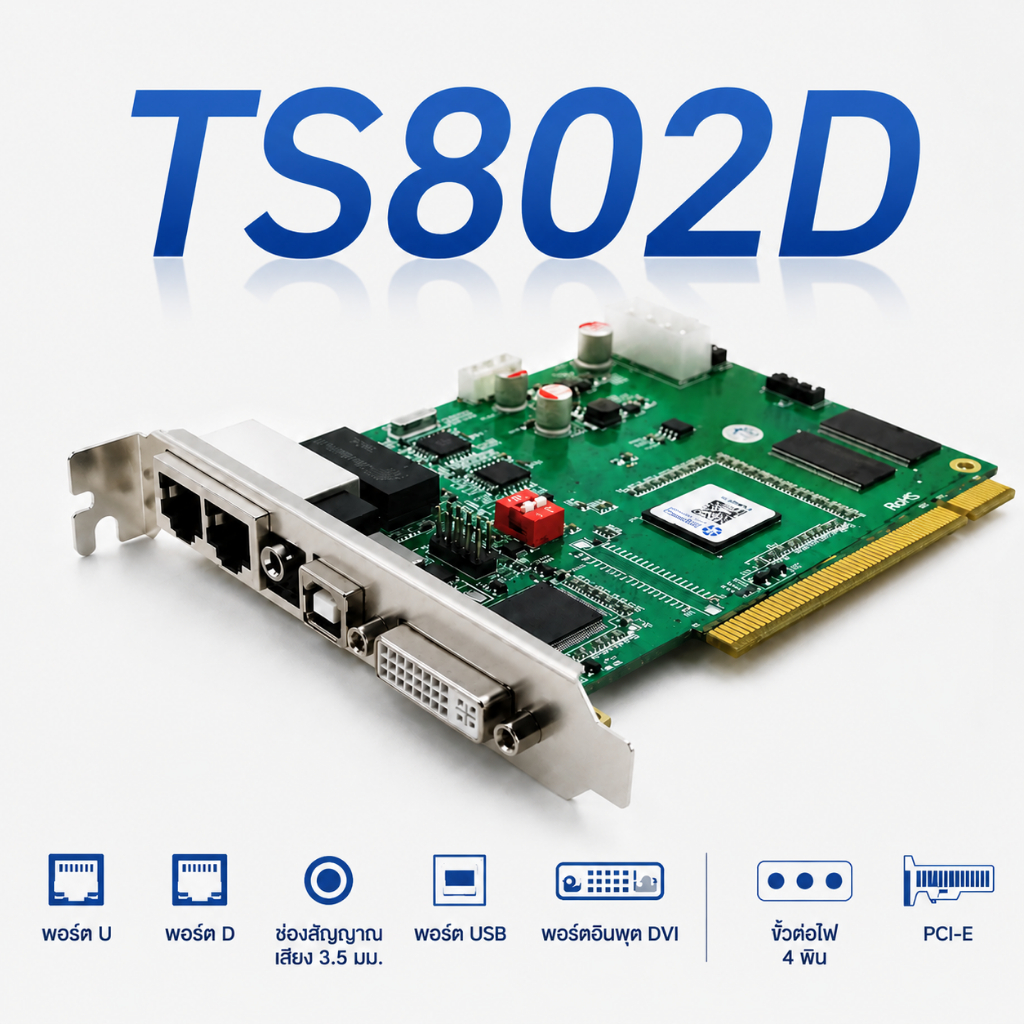 LINSN Full Color Synchronous TS801D TS802 จอแสดงผล LED ส่งการ์ด TS802D