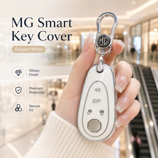 MG S5 EV D+ V+ X+ Cyberster Silver Edge สีดําสีขาวสมาร์ทฝาครอบกุญแจรีโมทพร้อมพวงกุญแจ