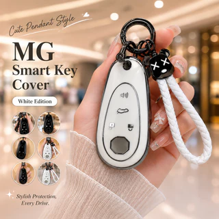 MG S5 EV D+ V+ X+ Cyberster Silver Edge สีดําสีขาวสมาร์ทฝาครอบกุญแจรีโมทพร้อมพวงกุญแจ