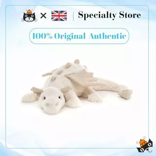 [ของแท้ 100%] ตุ๊กตา Jellycat Dragon มอบการ์ดอวยพรและถุงของขวัญสีฟ้า - Free Gift card & bag of jelly cat แท้