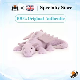 [ของแท้ 100%] ตุ๊กตา Jellycat Dragon มอบการ์ดอวยพรและถุงของขวัญสีฟ้า - Free Gift card & bag of jelly cat แท้