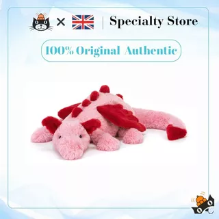 [ของแท้ 100%] ตุ๊กตา Jellycat Dragon มอบการ์ดอวยพรและถุงของขวัญสีฟ้า - Free Gift card & bag of jelly cat แท้