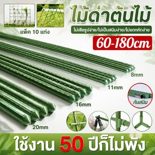ค้ำต้นไม้ยาว 60-180ซม วัสดุทำจากเหล็ก เคลือบพลาสติกสีเขียว PE กันน้ำ กันสนิม เสามะเขือเทศ ไม้ค้ำยันต้นไม้ เสาปลูกผั
