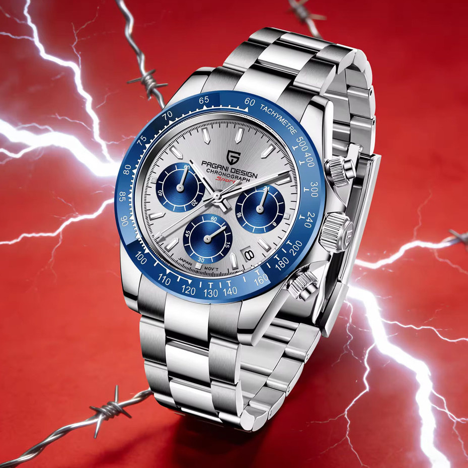 PAGANI DESIGN Original 40 มม.ควอตซ์ผู้ชาย Sapphire คริสตัลธุรกิจนาฬิกาข้อมือ Chronograph นาฬิกาผู้ชา