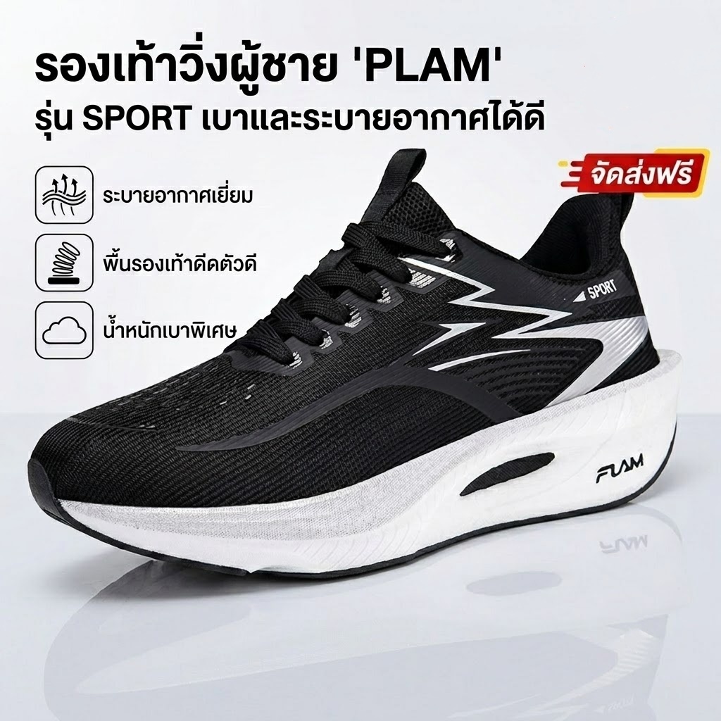 รองเท้าวิ่งผู้ชายรองเท้ากีฬาผู้ชายสวมใส่สบายดีระบายอากาศรองเท้าหนังแฟชั่นทนทานจัดส่งฟรีที่มีปลายทางออมทรัพย์