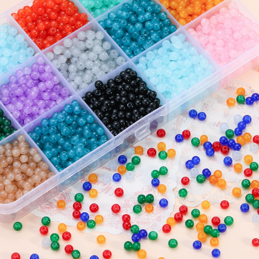 100 ชิ้น 4 มิลลิเมตรสีแก้วใสลูกปัดข้าวลูกปัด diy สร้อยข้อมือสร้อยคอทำอุปกรณ์เสริม