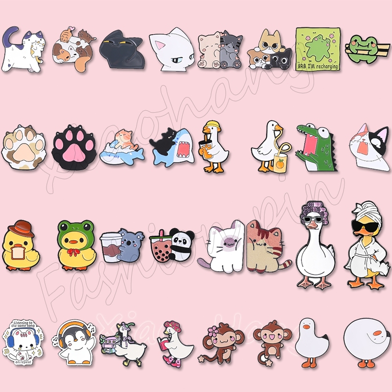 2 ชิ้น/เซ็ตสัตว์น่ารักไดโนเสาร์เคลือบ Pins กบแมว Bee Goose Butterfly Shark เข็มกลัดการ์ตูนป้ายเสื้อผ้าอุปกรณ์เสริมของขวัญ