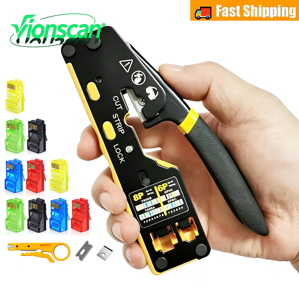 Vionscan Cat6 Cat5 Cat5e 8P8C RJ45 Crimp เครื่องมือผ่าน Crimper