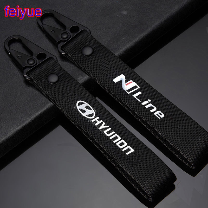 1pcs N Line ล่าสุดปักออกแบบพวงกุญแจรถเหมาะสําหรับ Hyundai i10 i20 i30 i40 ix35 TUCSON Elantra SONATA