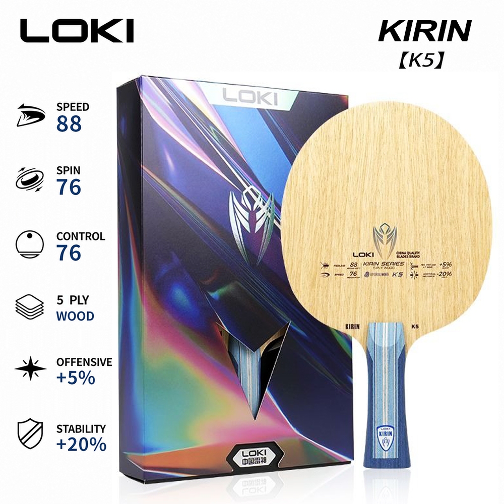 LOKI KIRIN K5 ใบมีดปิงปอง 5 ชั้น All-wood Ping Pong Bat Paddle OFF + ไม้ปิงปองสําหรับ Offensive