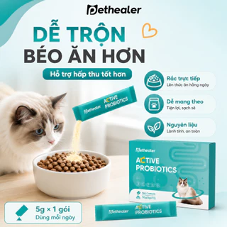 PETHEALER โปรไบโอติกสุนัขและแมว อาหารเสริมผงดูแลลำไส้ การย่อยอาหารและการขับถ่าย 5g×10ซอง 50g