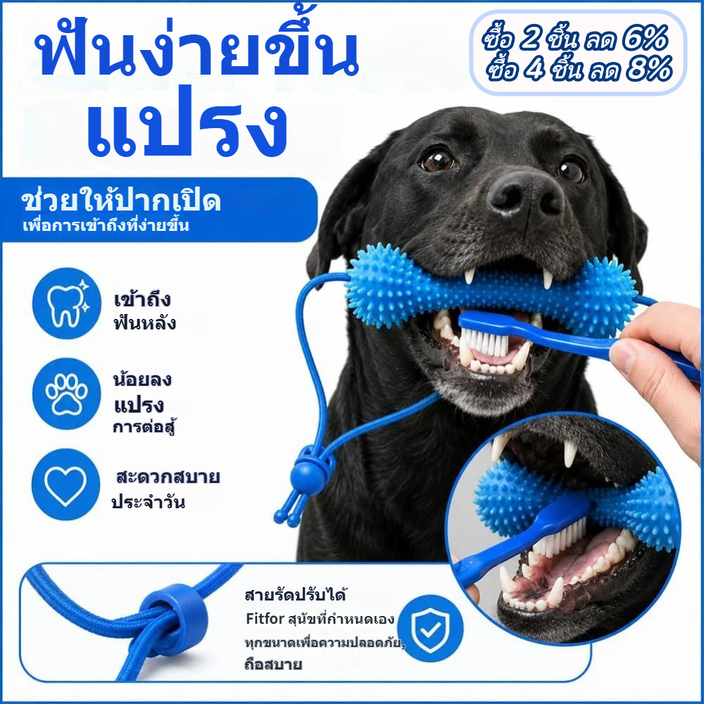 RUZSIK Dual-Action Canine Prop, Blue PVC Dog Chews Toy, Quick Brushing interactive Snack Dispensing Ball สุนัขแปรงสีฟันของเล่นสําหรับแปรงฟันได้ง่ายขึ้น