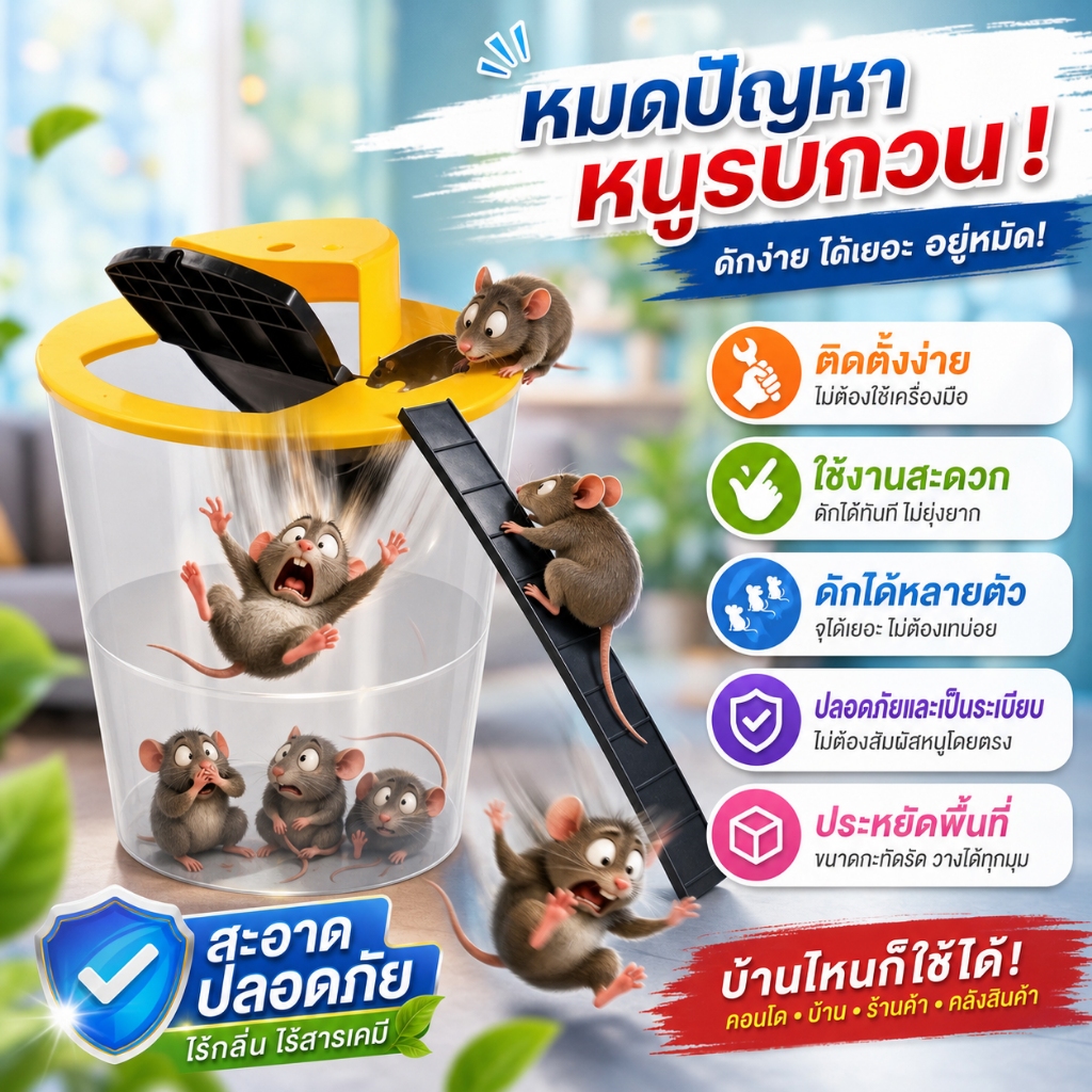 ทีดักหนู วางแล้วจับได้ ใช้ซ้ำได้ กับดักหนู ที่ดักหนู ใช้ได้ทุกที่ จับเป็น ๆ ปลอดภัย ใช้งานง่าย ห้อง ครัว ปลอดภัย จับหมดทั้งบ้าน