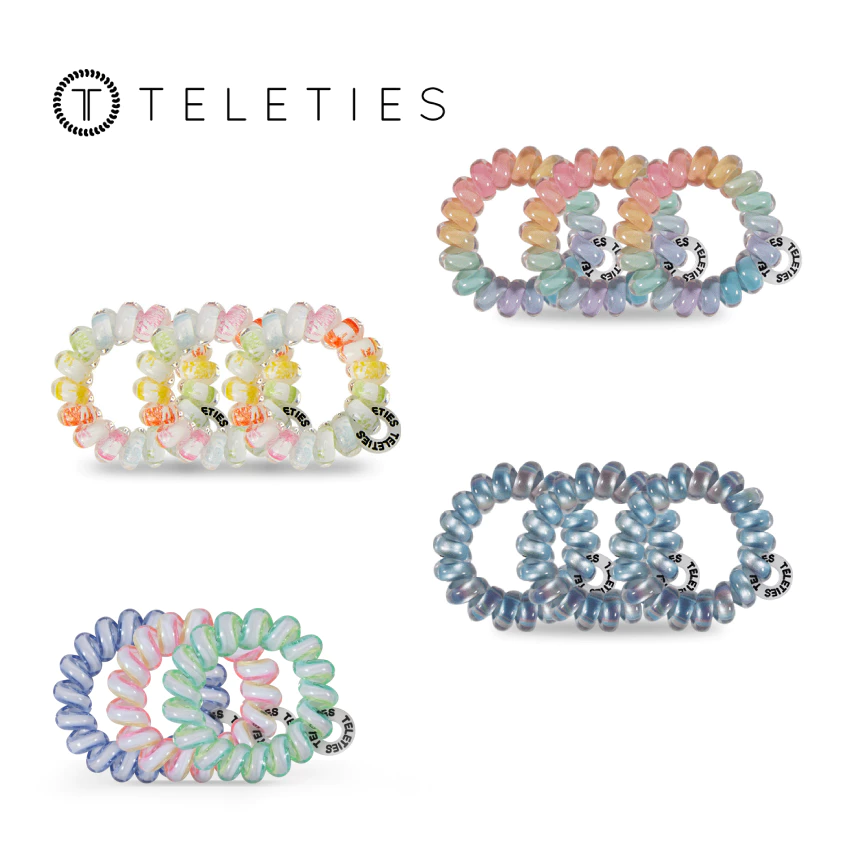TELETIES - ยางรัดผมเกลียวขนาดเล็ก ด้ามจับแข็งแรง ทนน้ำ เหมาะสำหรับทุกวัย