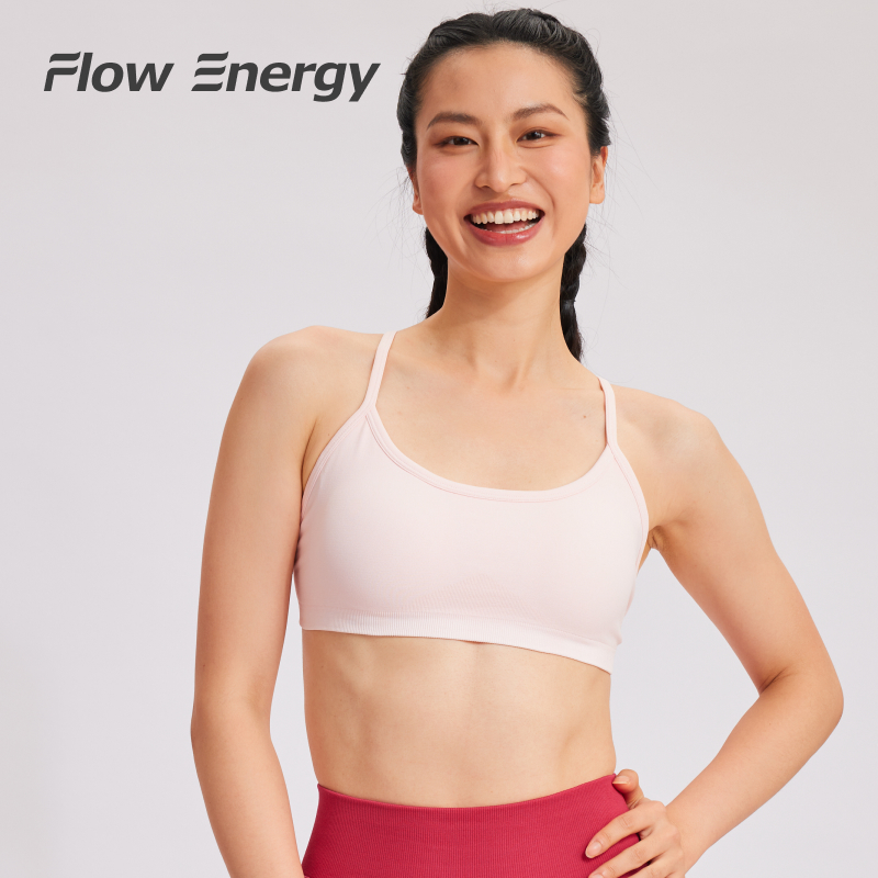 Flow Energy Sports Bra บรา หลังไขว้สวยเปิดหลัง สายปรับได้ ฟองน้ำเย็บติด เหมาะสำหรับโยคะพิลาทิส063