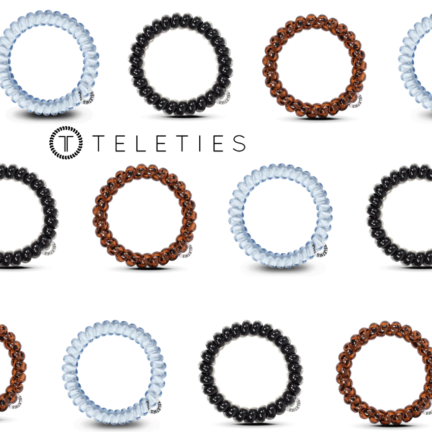 TELETIES คอลเลกชันคลาสสิก | ม้วนผมเกลียวด้ามจับแข็งแรง | มัดผมยืดหยุ่นสำหรับทำทรงหางม้า