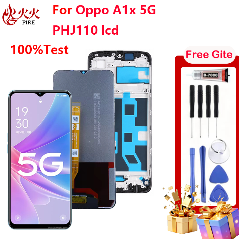 จอแสดงผล LCD สําหรับ Oppo A1x 5G PHJ110 Touch Screen Digitizer Assembly พร้อมกรอบอะไหล่