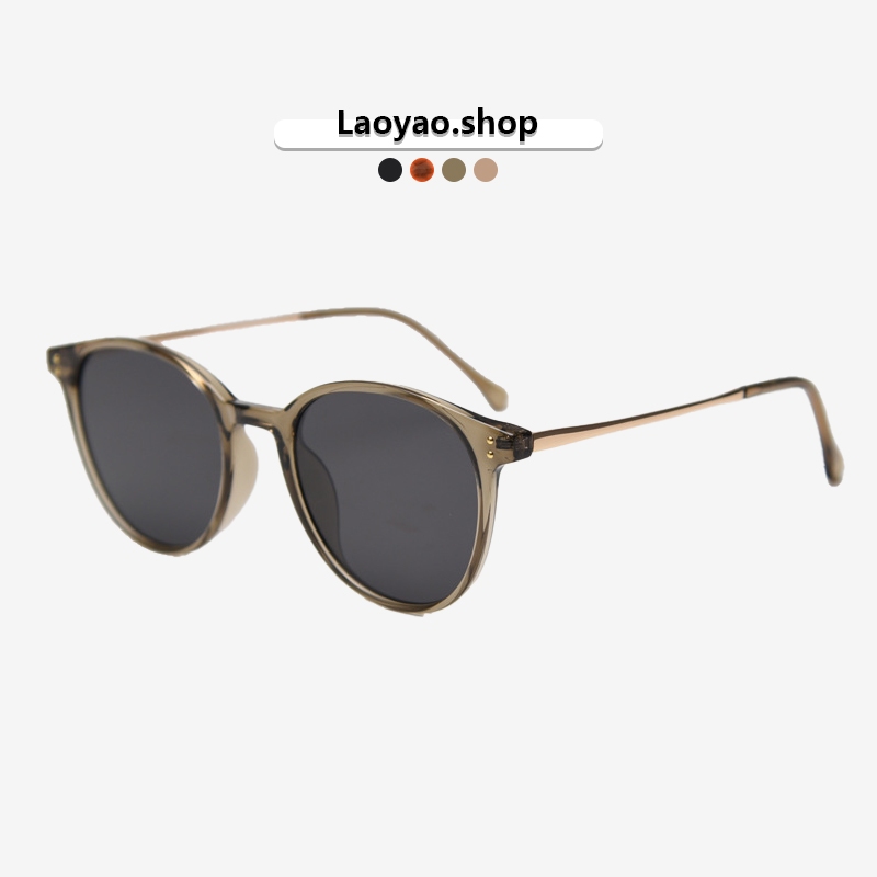 จัดส่งภายใน 24 ชม.Laoyao.shop สไตล์เกาหลี TR90 Ultra-light Tortoiseshell Ins Retro แว่นตากันแดดรอบกรอบแว่นตากันแดดโพลาไรซ์แฟชั่น Unisex ยุโรปและอเมริกา S008