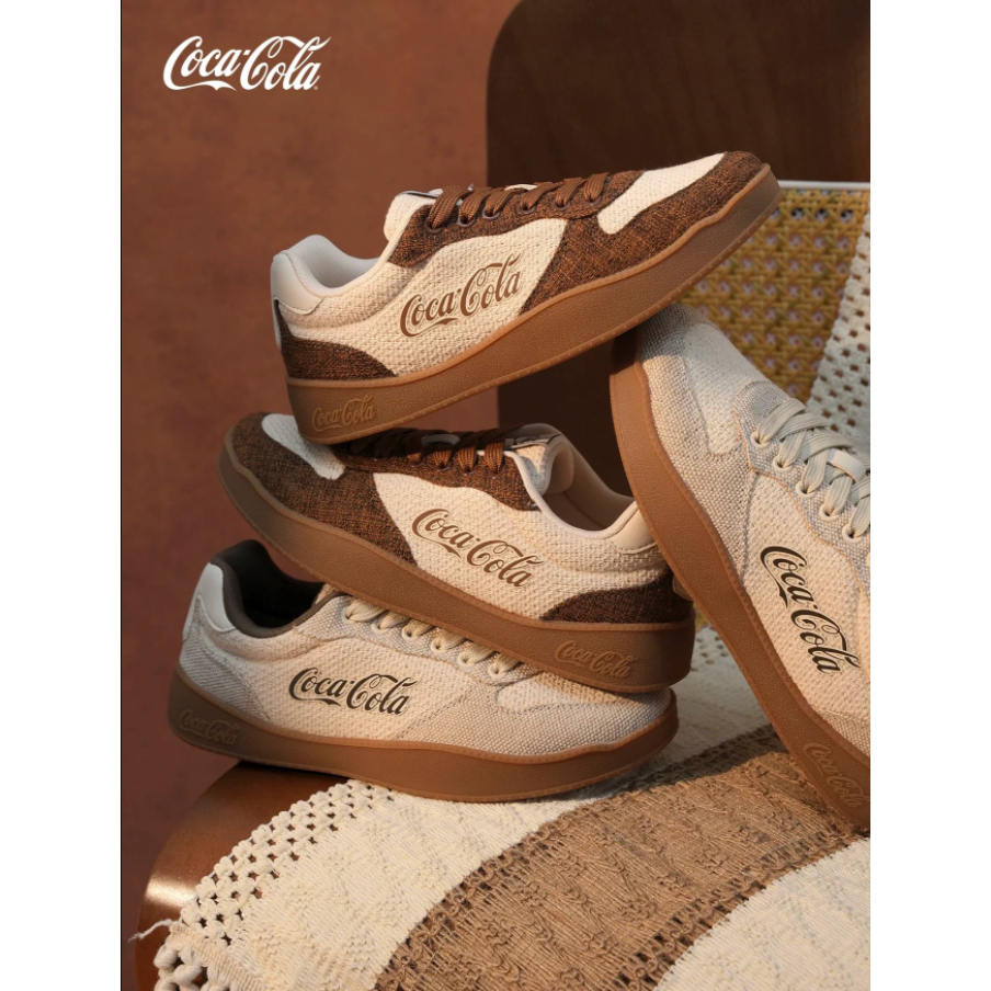 14 B3 Coca-Cola ผู้ชายผู้หญิง Retro สไตล์การฝึกอบรมรองเท้าถักแพลตฟอร์มรองเท้ากีฬาผ้าใบความสูงสบายๆแพ