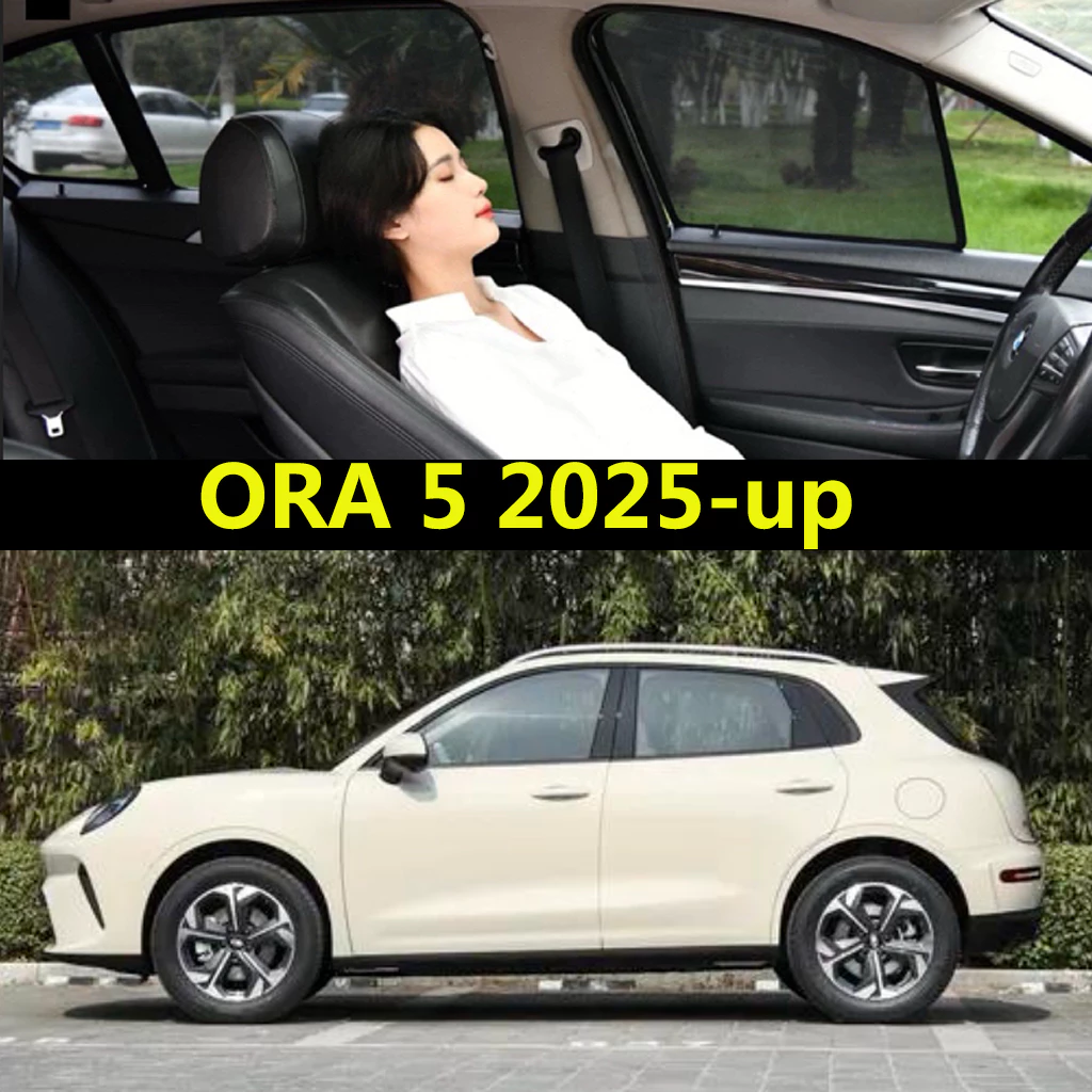 แม่เหล็กม่านบังแดดรถยนต์สําหรับ ORA 5 2025-up ผ้าม่านรถยนต์ Anti-ยุงม่านบังแดดรถยนต์ UV Protection