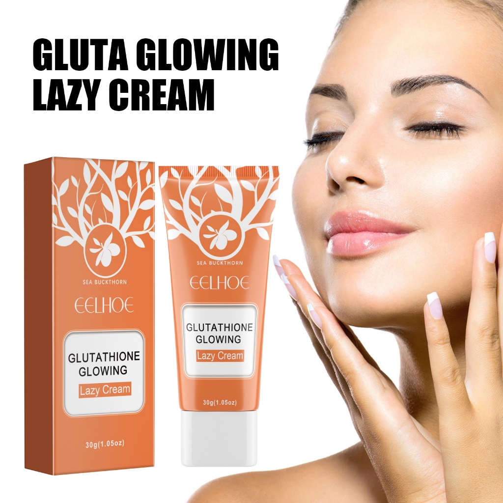 EELHOE Sea Buckthorn Glutathione Glowing Lazy Cream 30g Brighten Skin Tone Cover Spots Acne Marks Na
