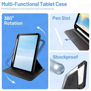 TBTIC เคสแท็บเล็ตหมุนได้ 360° พร้อมช่องเก็บปากกา กันกระแทก มีขาตั้ง สำหรับ Redmi Pad Pro / Pad 2 Pro 12.1 / Pad 2