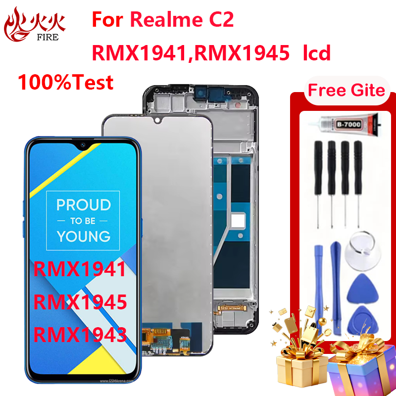 จอแสดงผล LCD สําหรับ Realme C2 RMX1941 RMX1945 RMX1943 Touch Screen Digitizer Assembly กรอบอะไหล่