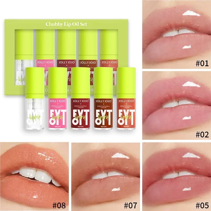 JOLLY JOJO ลิปกลอสโปร่งใสชุดกระจก Water Gloss Glass Lip Moisturizing Moisturizing Lasting Non-Stick 