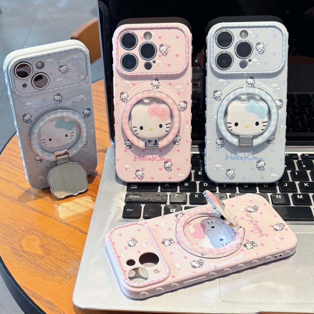 สไตล์ใหม่ 11 ความรู้สึกระดับไฮเอนด์ 12 Love Angel Cat 13 ที่วางกระจก 14 เหมาะสําหรับ Apple 17promax เคสโทรศัพท์ Creative 15 การ์ตูนน่ารัก iPhone16 Shock-proof เคสป้องกัน