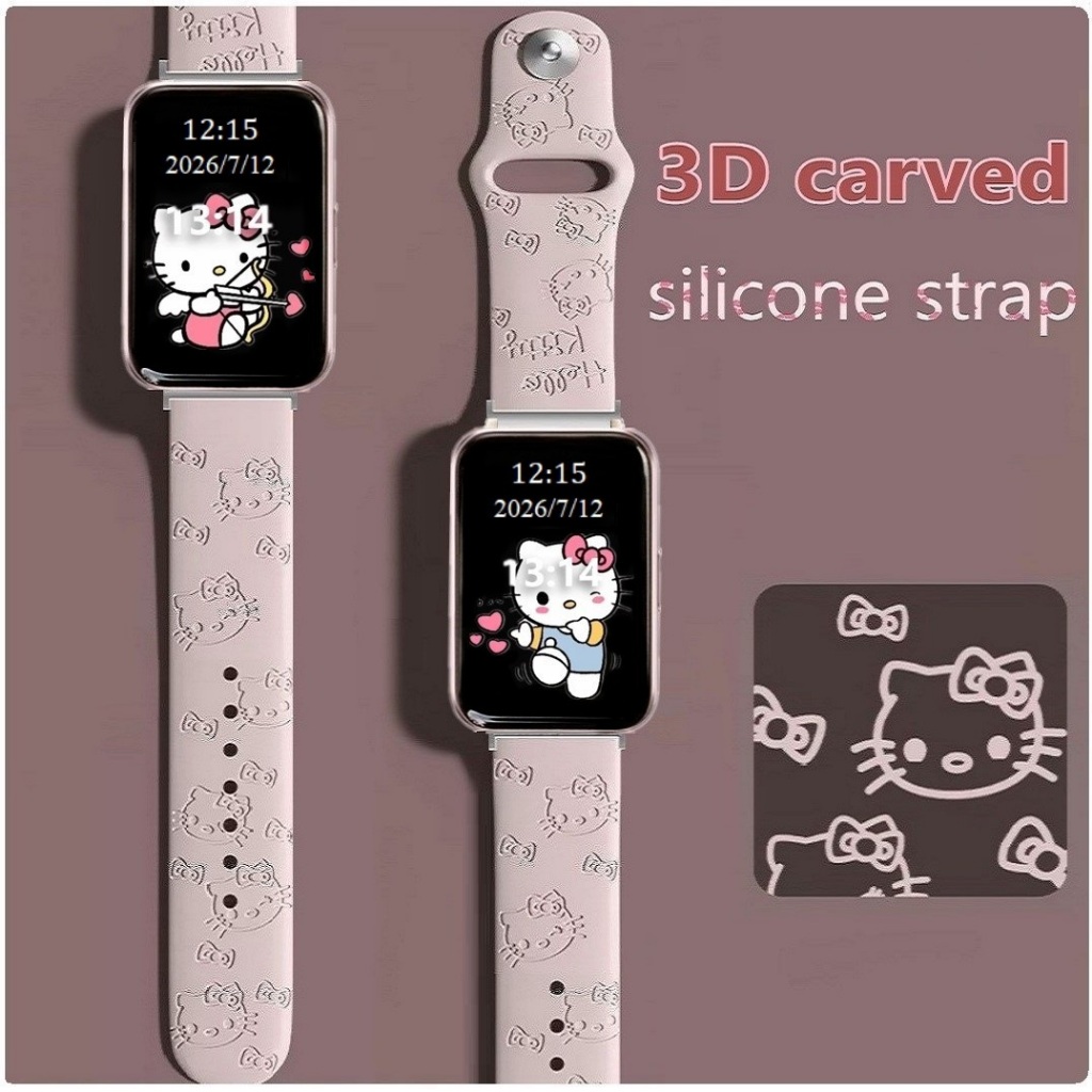 Carved Cat Compatible For สาย Samsung Galaxy Fit 3 Strap Smart Watch Strap For สาย Samsung Fit 3 Str
