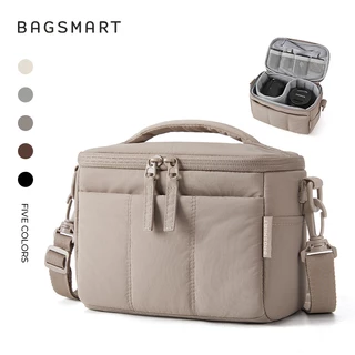 BAGSMART กระเป๋ากล้อง กระเป๋าใส่กล้อง สะพายข้าง Camera Bag ใส่กล้องและเลนส์ มีช่องแบ่งปรับได้ บุนุ่มกันกระแทก กันน้ำ น้ำหนักเบา