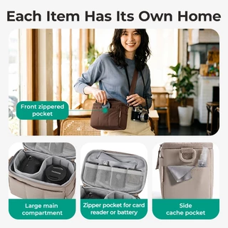 BAGSMART กระเป๋ากล้อง กระเป๋าใส่กล้อง สะพายข้าง Camera Bag ใส่กล้องและเลนส์ มีช่องแบ่งปรับได้ บุนุ่มกันกระแทก กันน้ำ น้ำหนักเบา