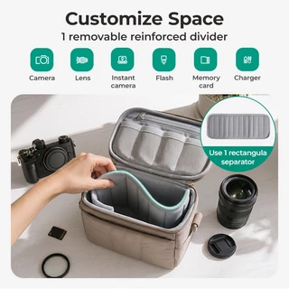 BAGSMART กระเป๋ากล้อง กระเป๋าใส่กล้อง สะพายข้าง Camera Bag ใส่กล้องและเลนส์ มีช่องแบ่งปรับได้ บุนุ่มกันกระแทก กันน้ำ น้ำหนักเบา