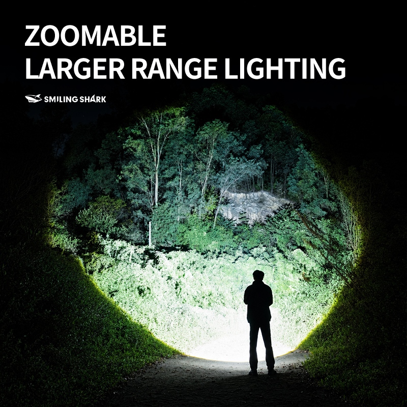 SMILING SHARK ไฟฉาย LED Super Bright M80 10000LM ซูมไฟฉาย Type-c ชาร์จ 5 โหมดกันน้ํากลางแจ้งในครัวเรือน Night Light SD5539 — صورة 2